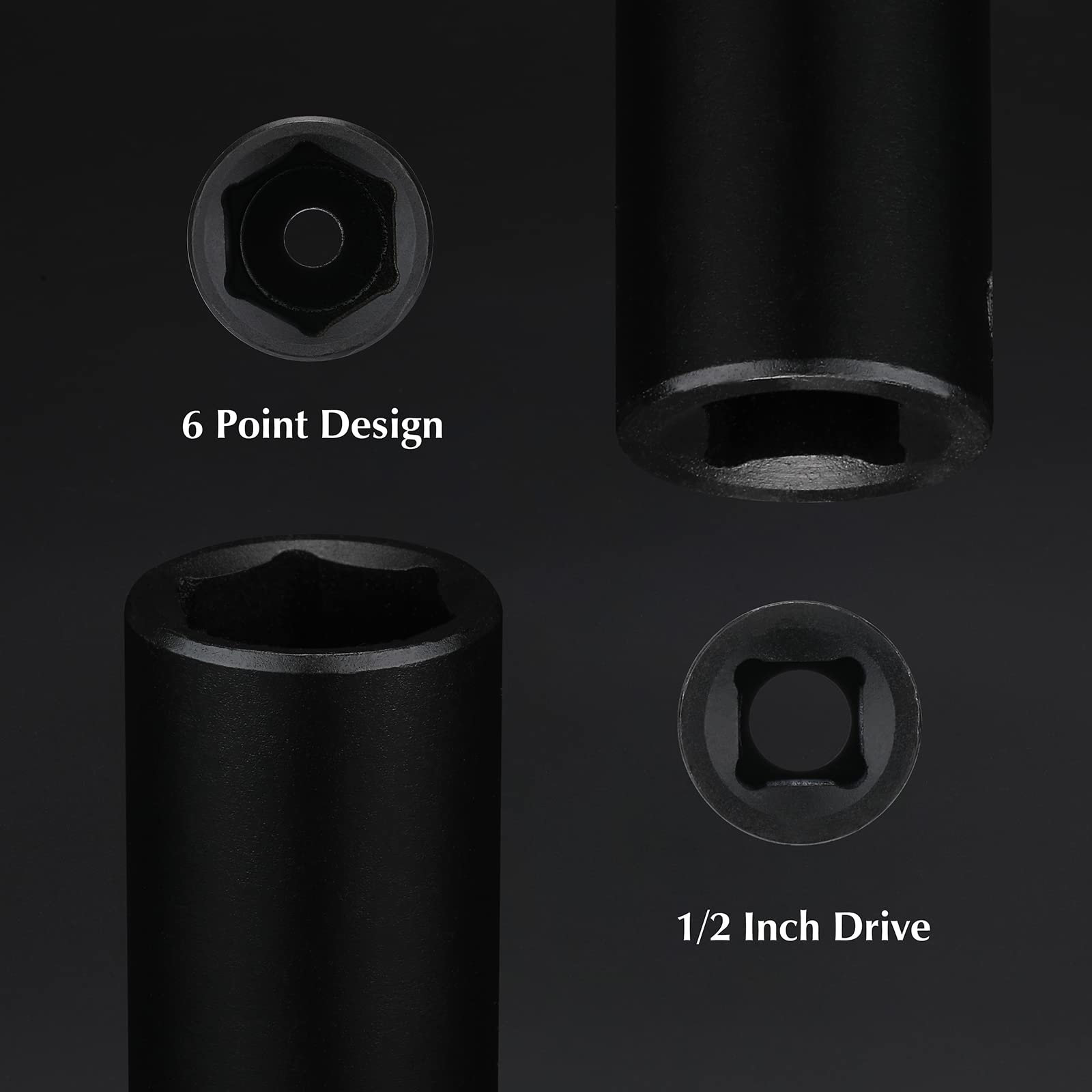 EMENTOL 6-point design sockets grip fasteners securely and reduce rounding.