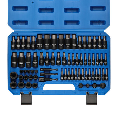 EMENTOL 71-piece socket set closed case for organized storage.