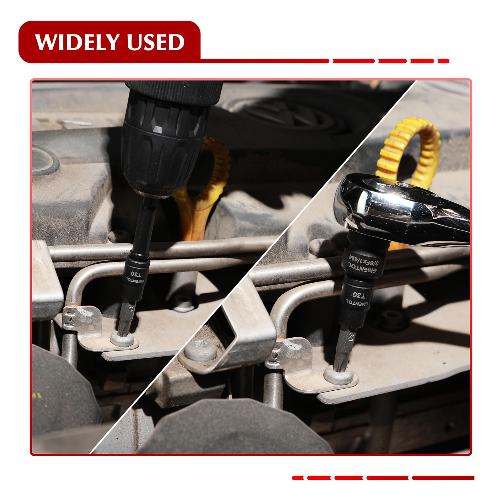 EMENTOL adapter set expands compatibility with drill and impact tools.