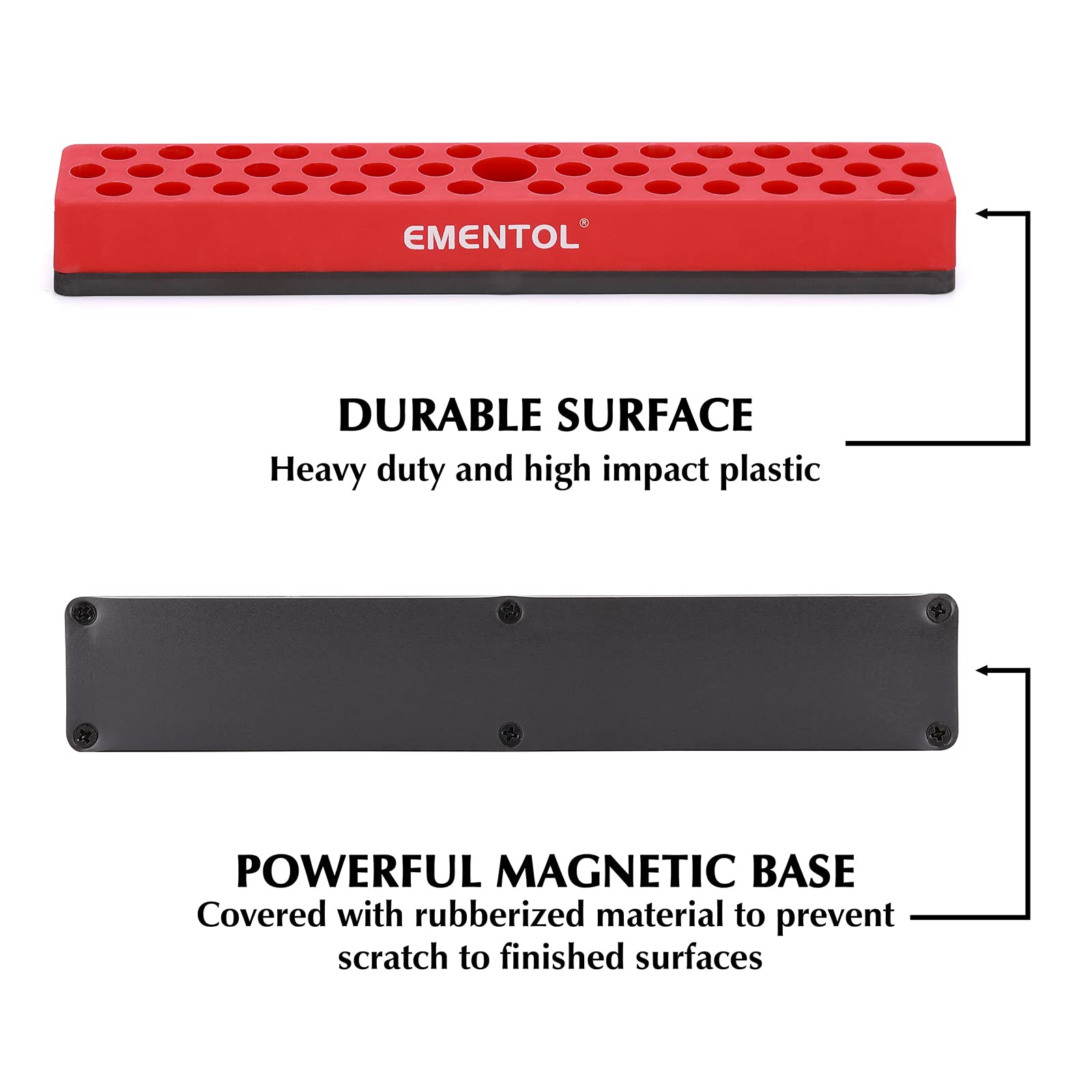 MENTOL bits organizer rubberized base close-up protects surfaces during use.