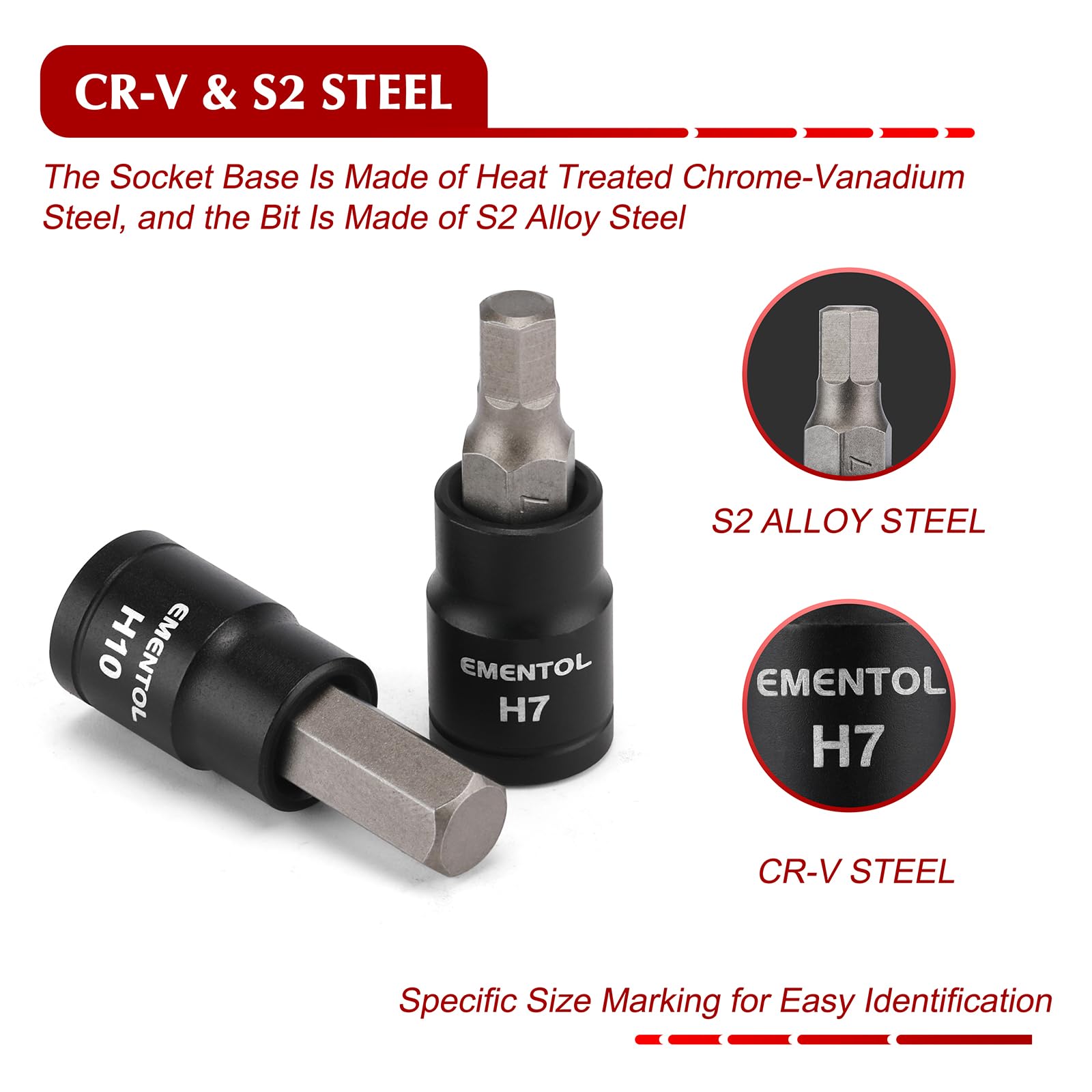 EMENTOL E torx sockets cover a wide range for automotive repairs.