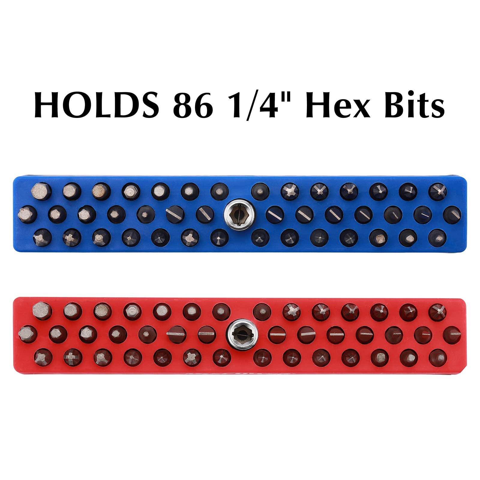 MENTOL magnetic bits holder red-blue top view highlights quick access to bits.
