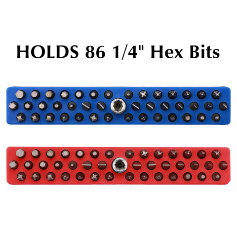 MENTOL magnetic bits holder red-blue top view highlights quick access to bits.