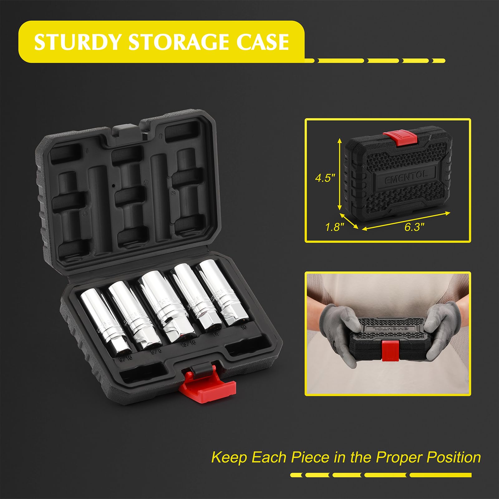 EMENTOL 14mm thin-wall spark plug socket for better accessibility