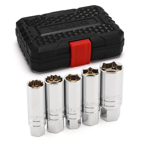 EMENTOL 3/8-inch drive magnetic spark plug socket for quick grip in tight engine bays