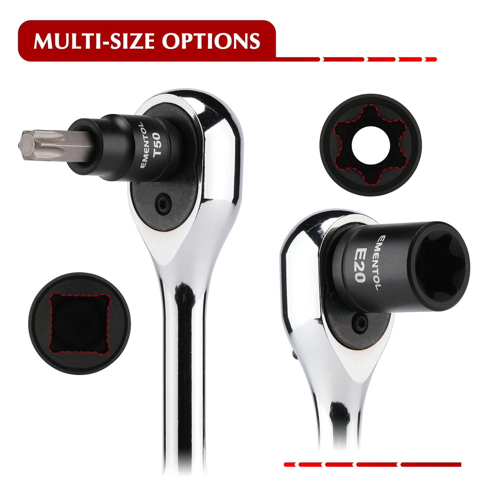 EMENTOL torx bit sockets array enables precise drives and quick sizing.