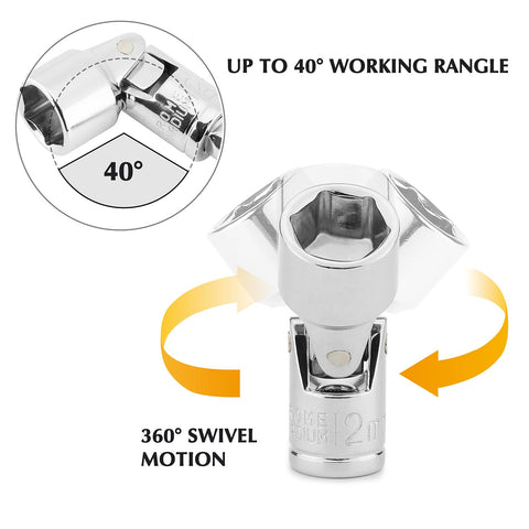EMENTOL 12mm universal joint socket with swivel head for versatile access.