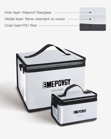EMEPOVGY fireproof bag large capacity demonstrates holding multiple lipos.