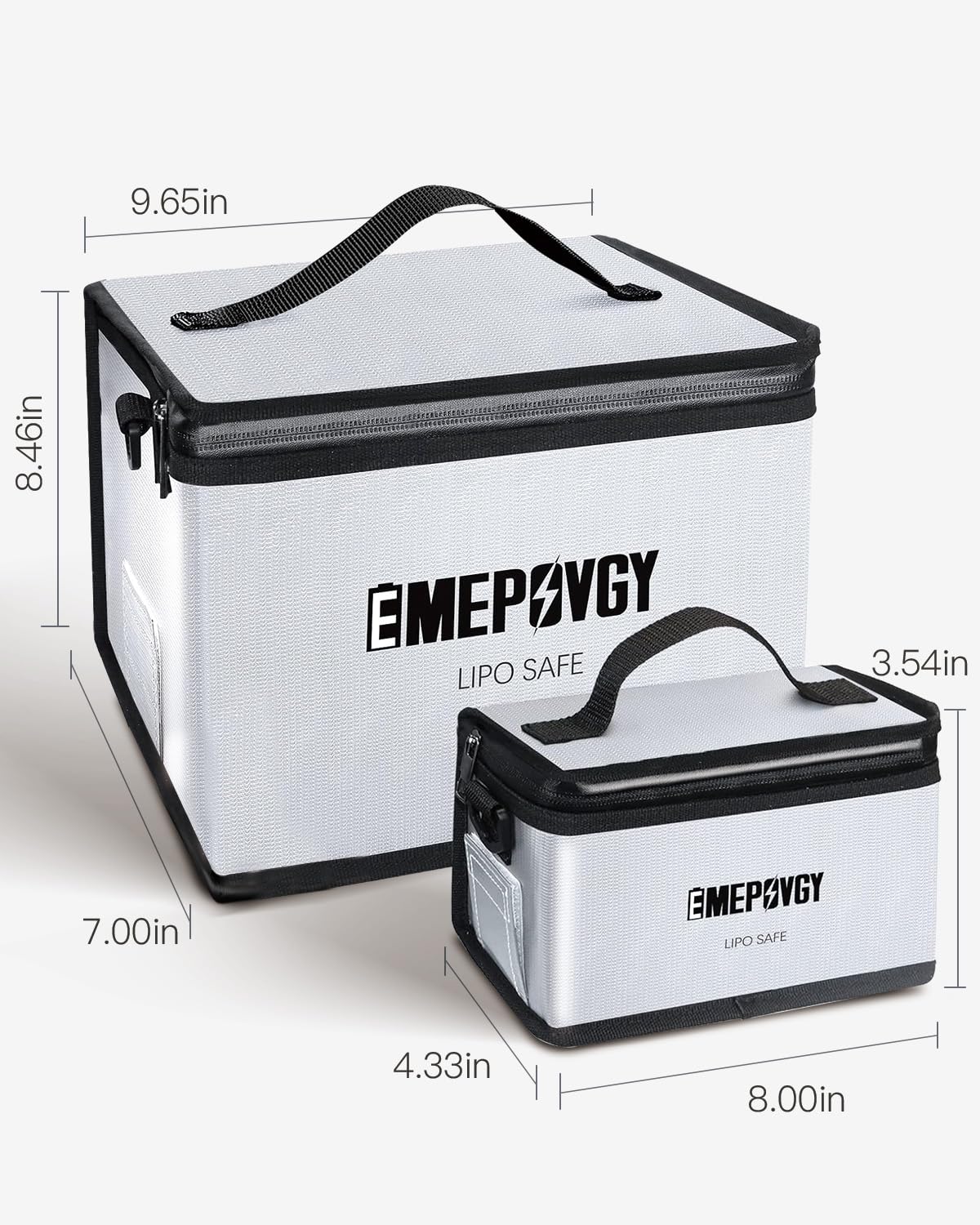 EMEPOVGY fireproof bag material detail highlights fiberglass and aluminum layer.
