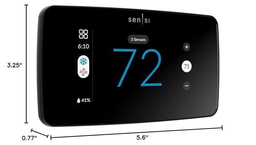 Packaging contents: thermostat, hardware, and guide for Sensi Touch 2