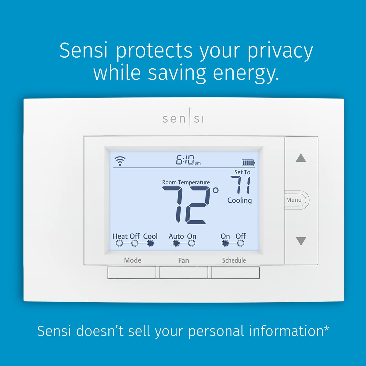 Emerson Sensi thermostat digital display with clear readouts