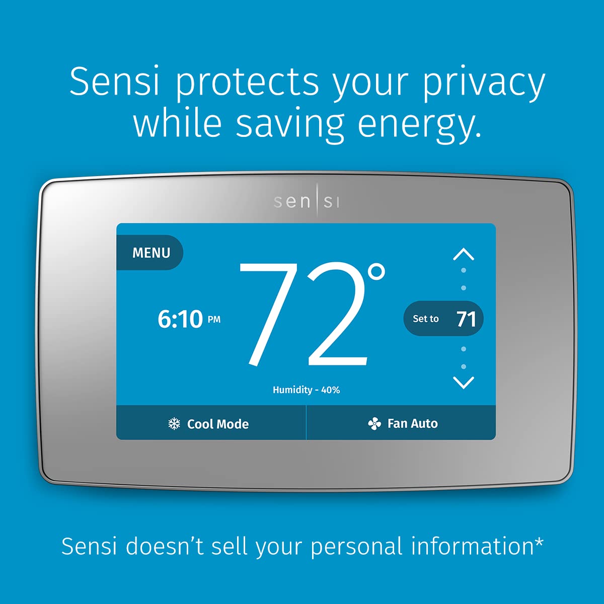 Sensi-Touch app control on a mobile device showing remote access features.