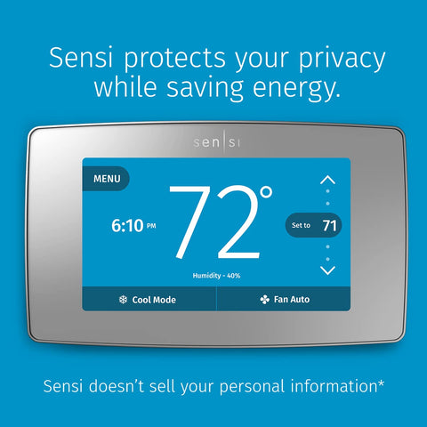 Sensi-Touch app control on a mobile device showing remote access features.