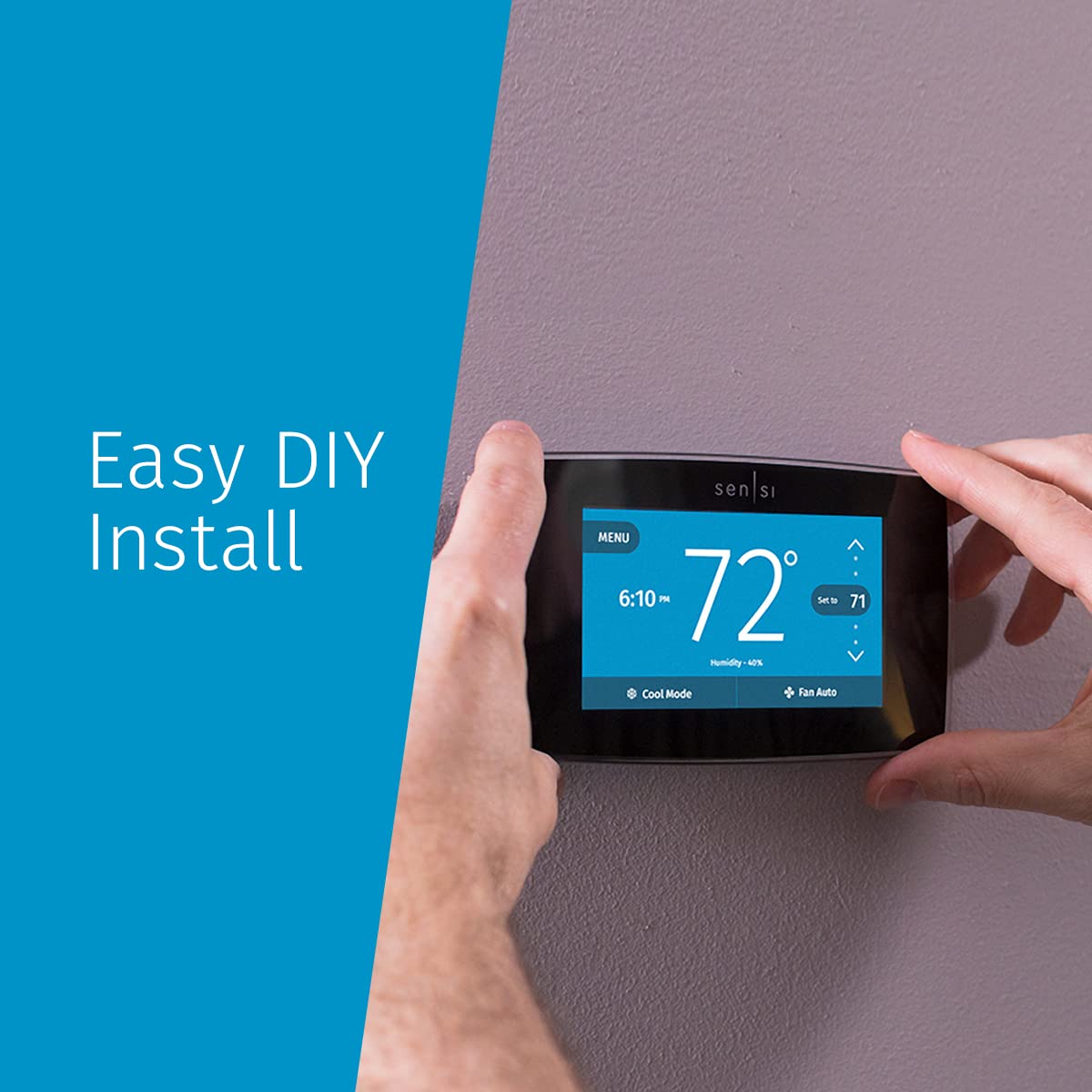 Emerson Sensi ST75 app control enables remote comfort from mobile devices.