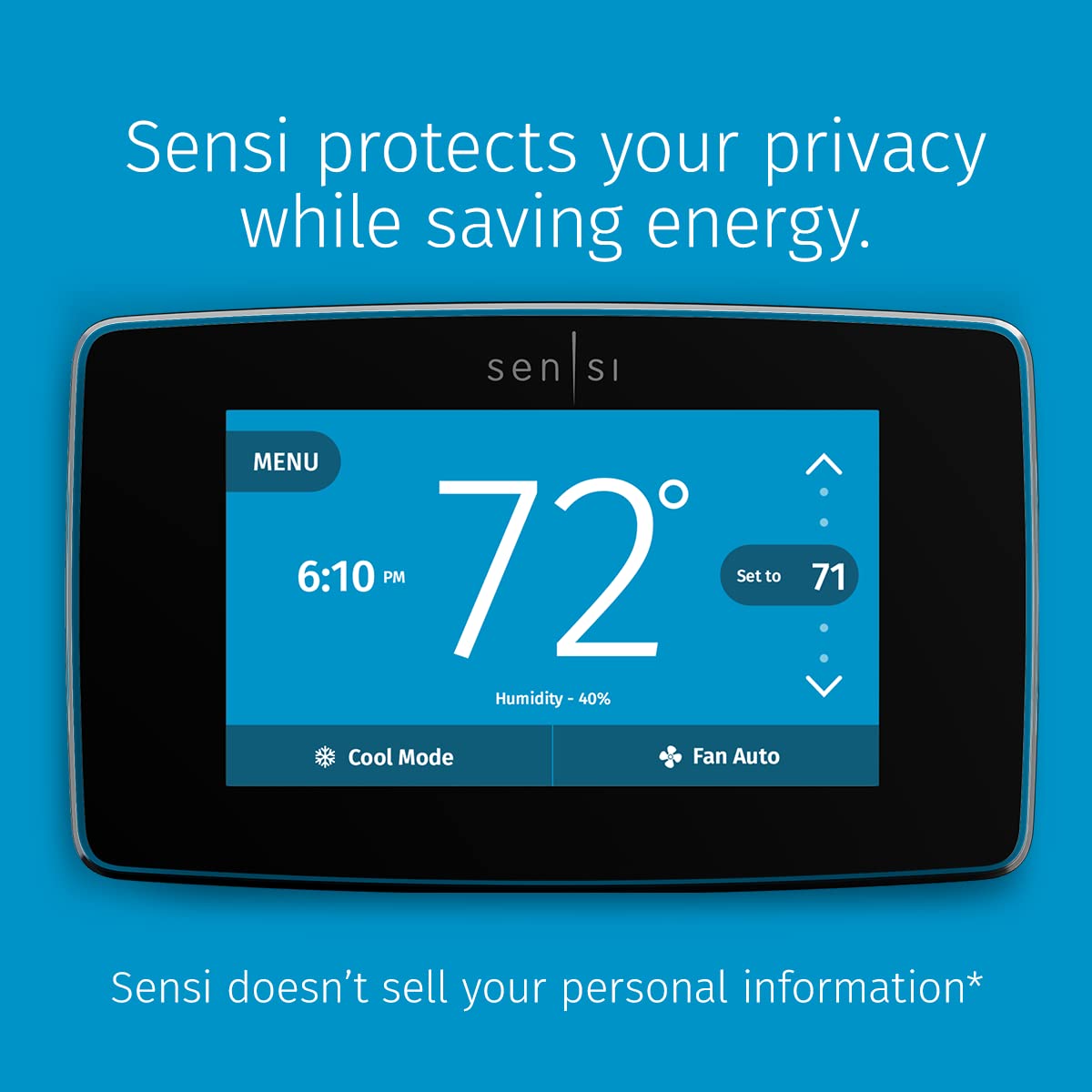Emerson Sensi ST75 wall-mount setup image highlighting quick DIY installation.