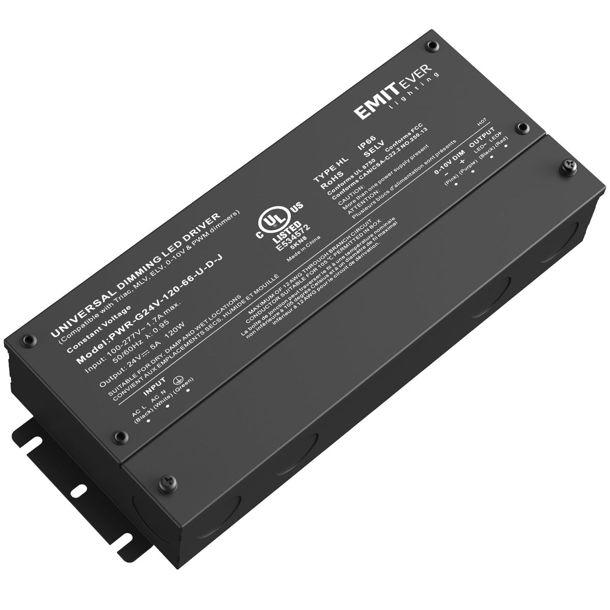 EMITEVER 120W LED driver dimmable for flexible dimming setups.