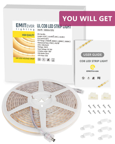 EMITEVER 24V LED strip with UL listing and low-voltage safety.