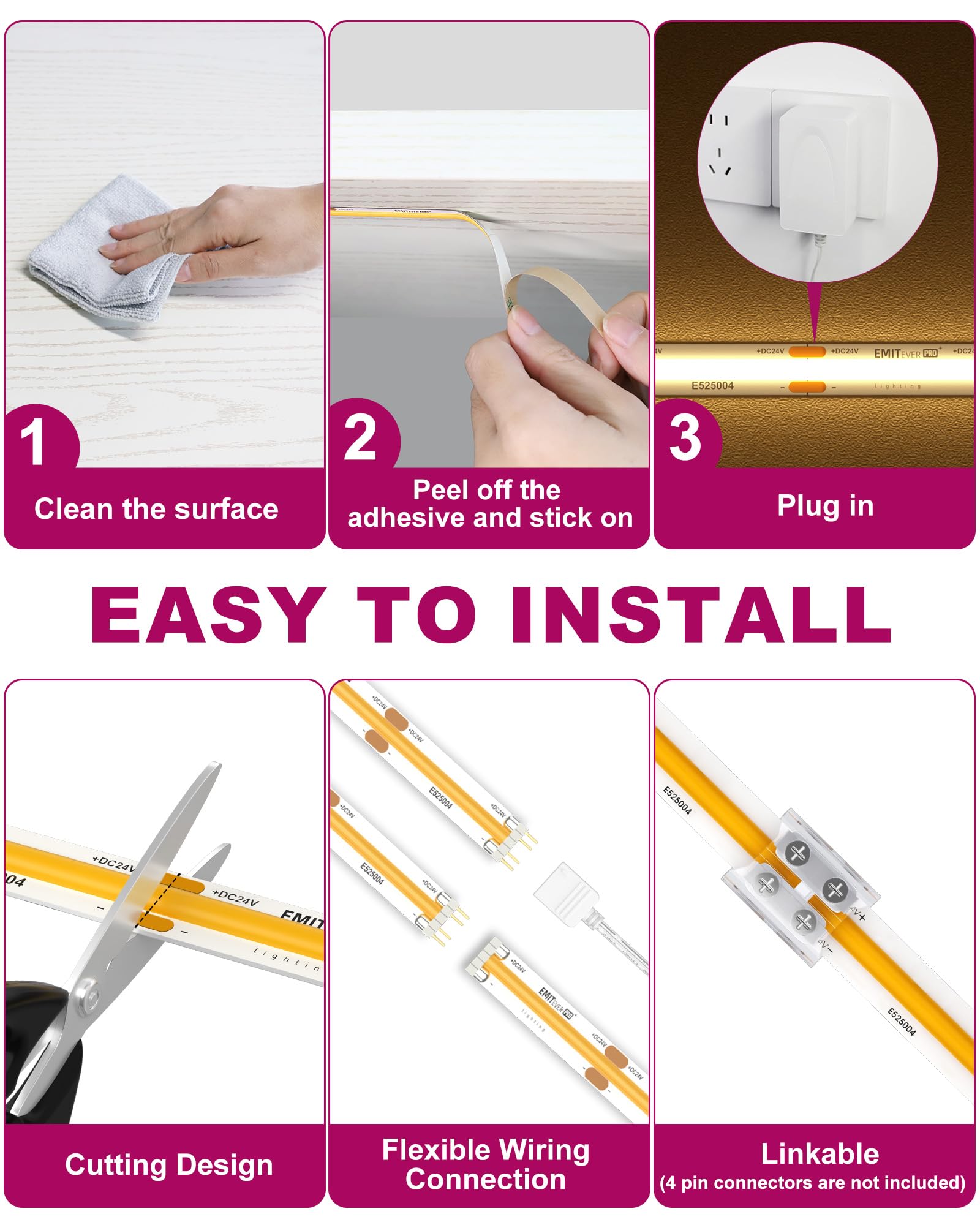 EMITEVER uses a 24V low-voltage adapter for safe, reliable power.