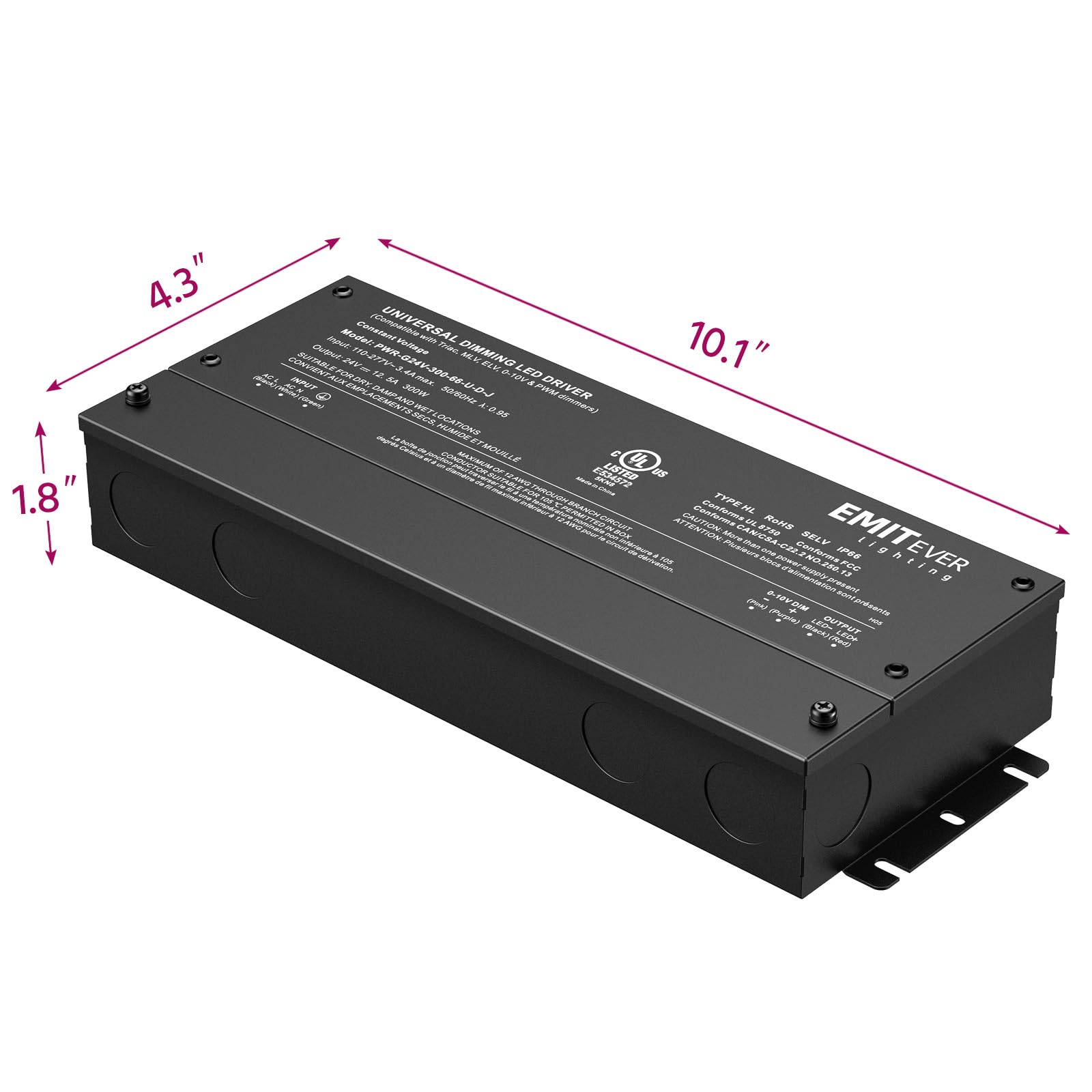 EMITEVER 300W AC-to-DC driver powering high-output LED systems reliably