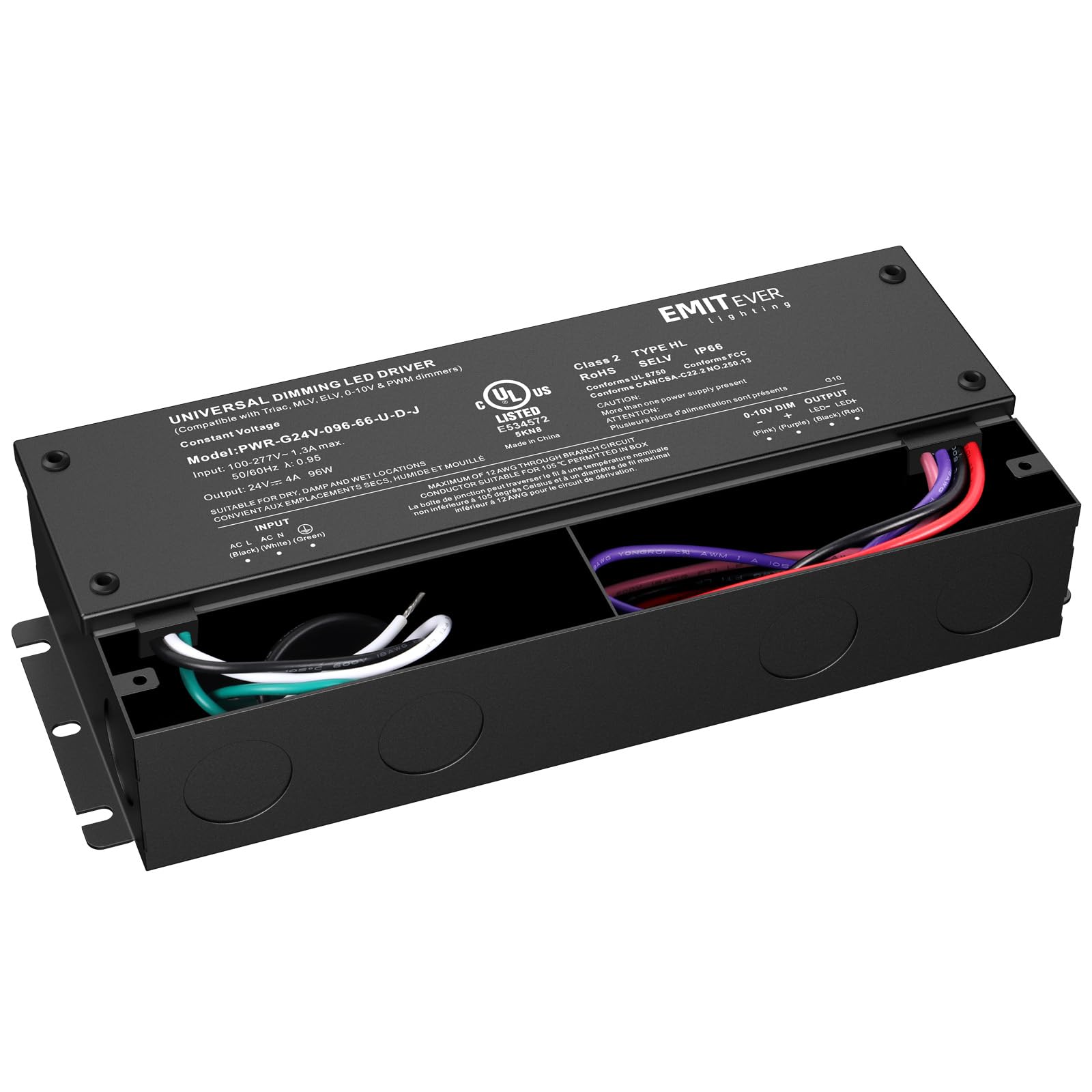 EMITEVER 96W dimmable LED driver, 5-in-1 dimming versatility across controls.