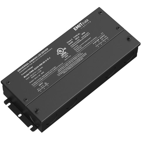 EMITEVER 96W dimmable LED driver, front view, IP67 enclosure for outdoor lighting.