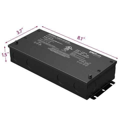 EMITEVER 96W dimmable LED driver, side profile, compact height ideal for tight spaces.