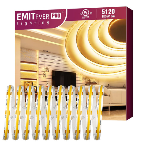 EMITEVER COB LED strip in warm white 3000K on roll for elegant ambiance