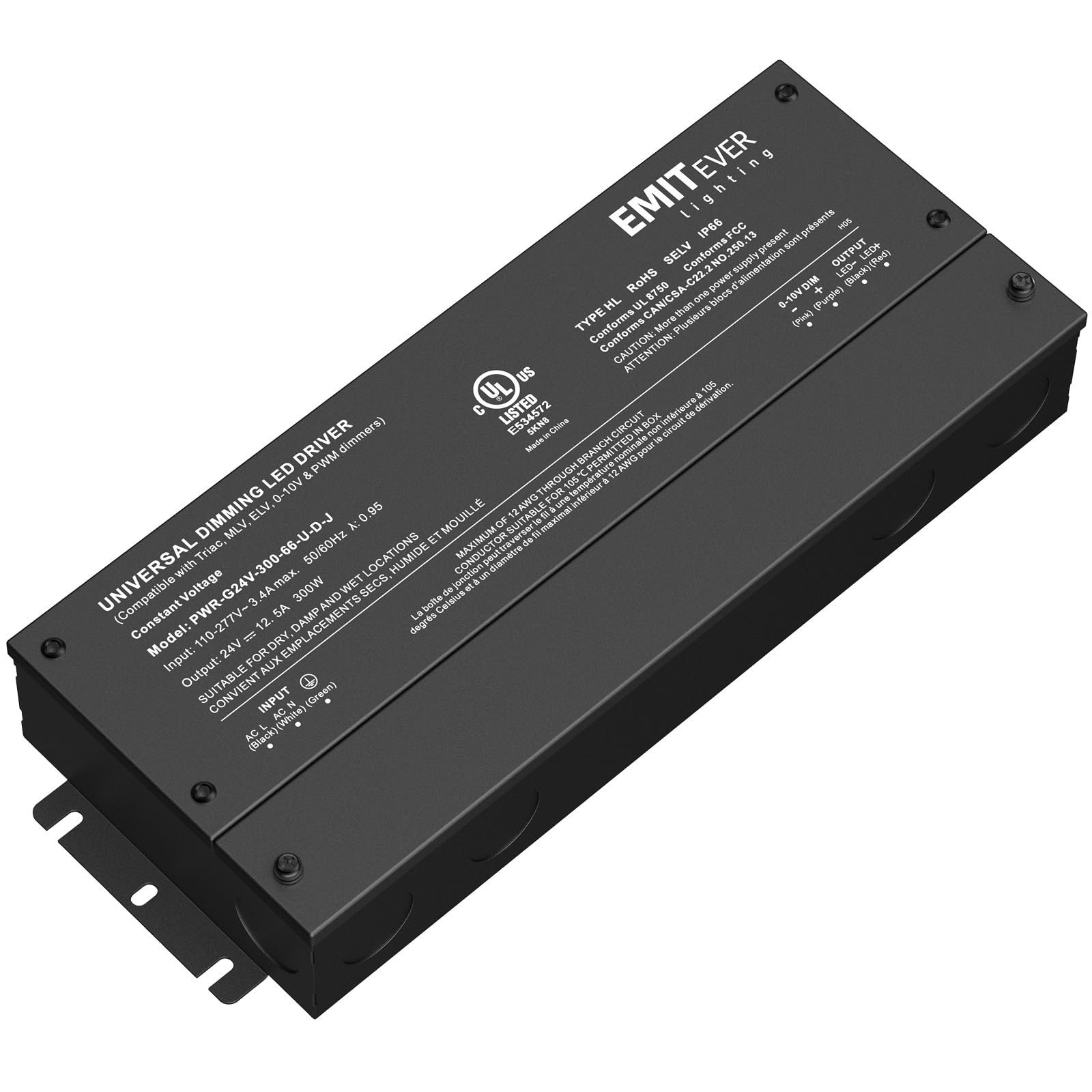EMITEVER dimmable LED driver in a compact aluminum enclosure for durable performance