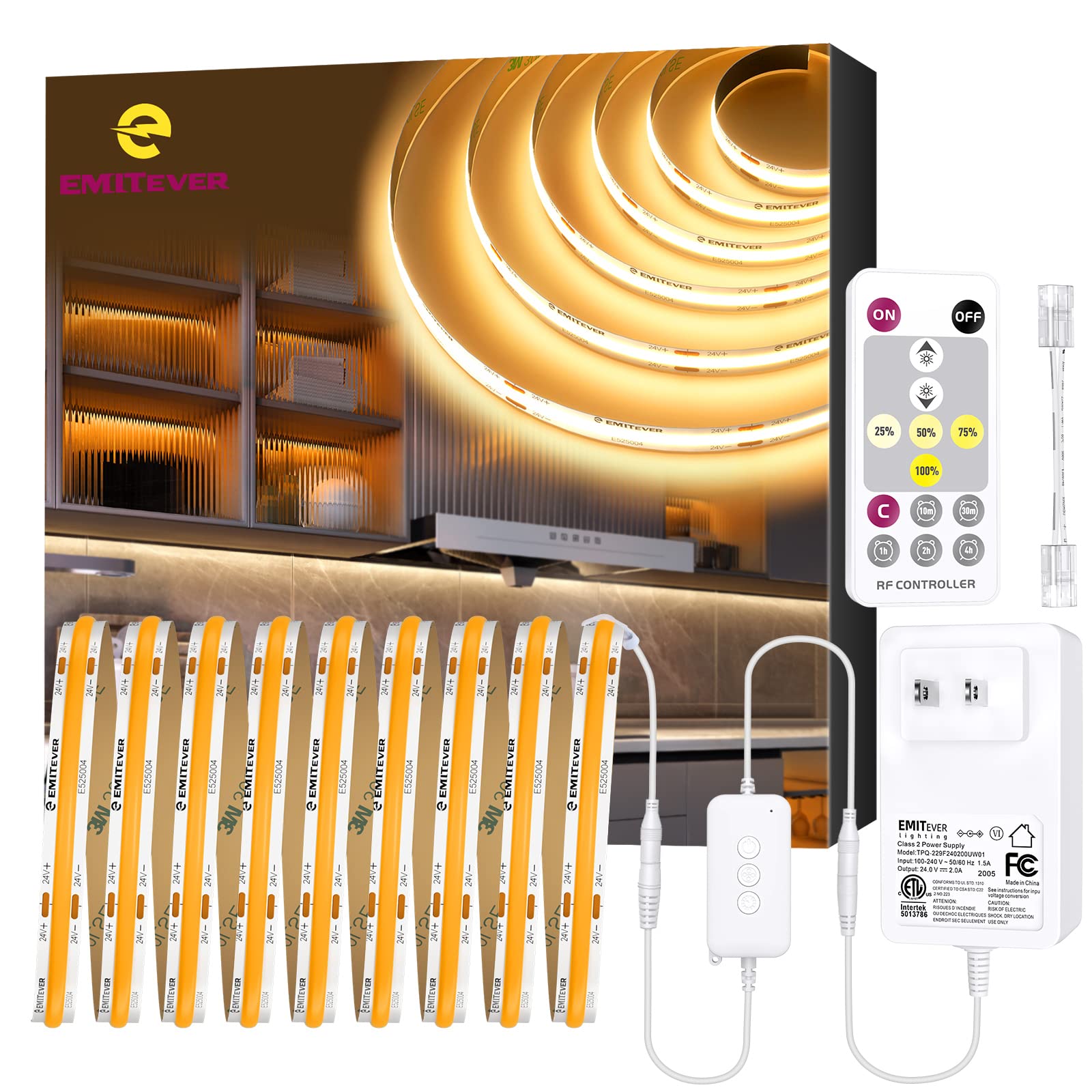 EMITEVER LED strip light warm white 3000K roll creates seamless ambient glow