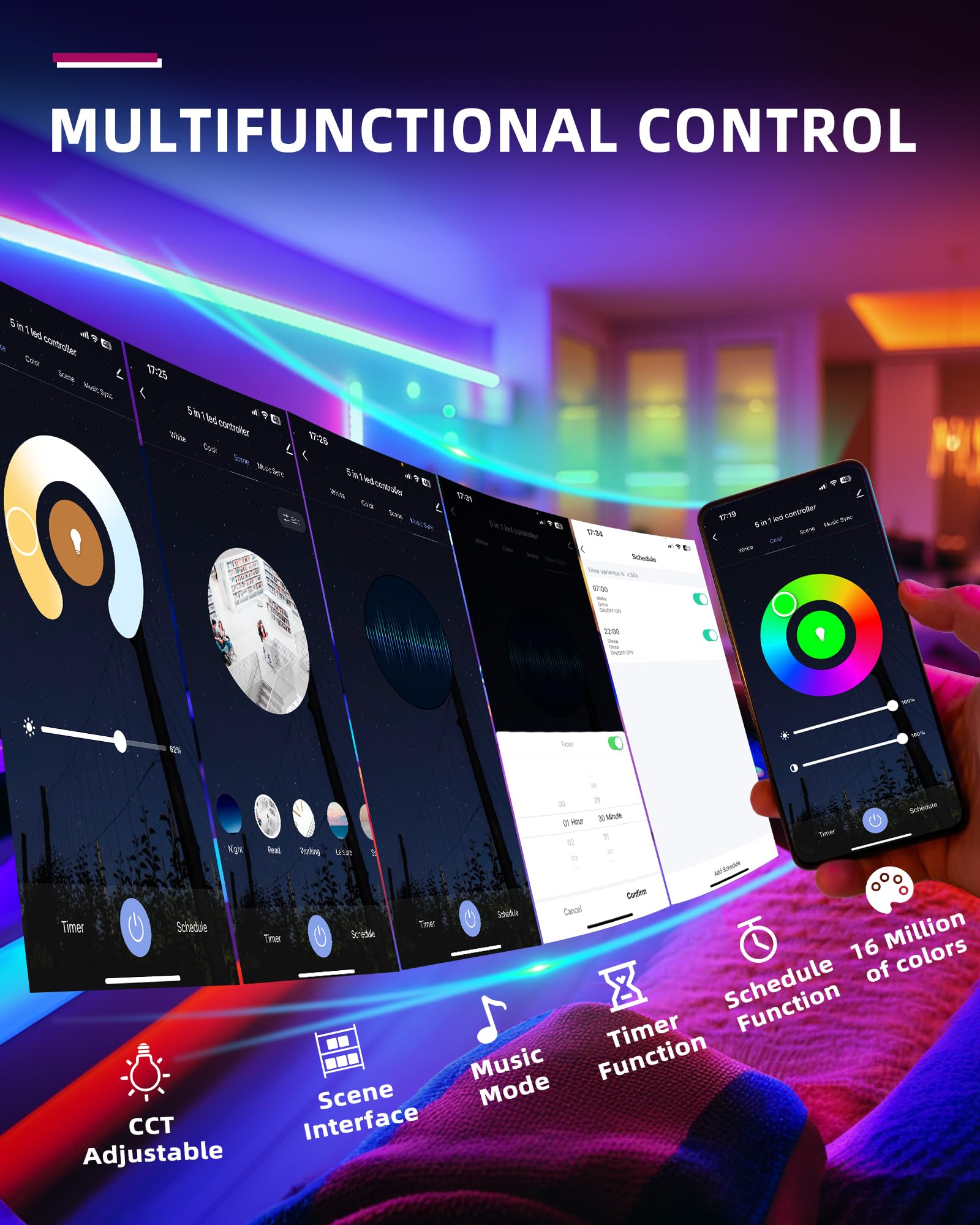 EMITEVER WT5 compatible with Alexa and Google Home for hands-free lighting control