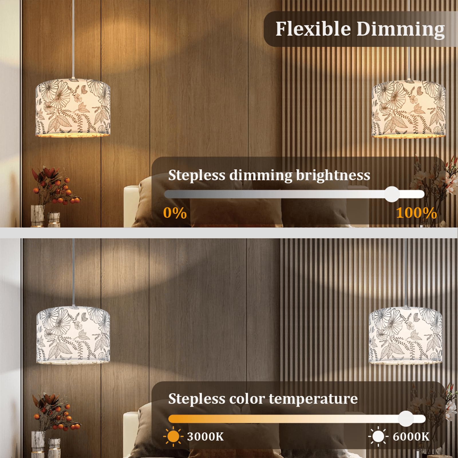 EMORLO 15ft clear power cord enables flexible ceiling-to-wall placement.