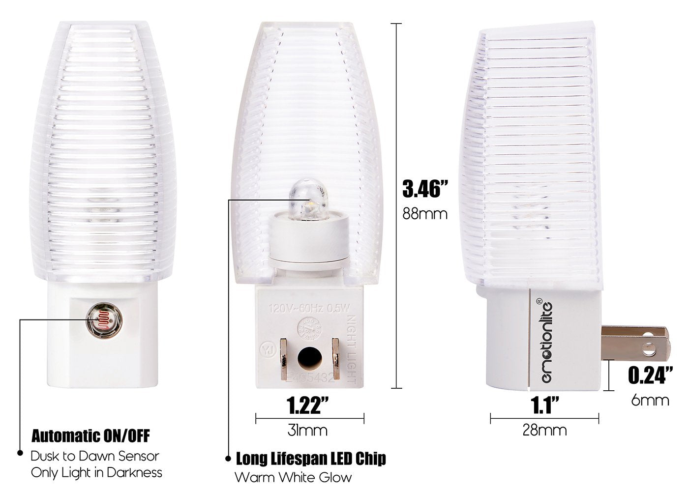 Emotionlite energy-saving 0.5W LED with long lifespan reduces energy use.