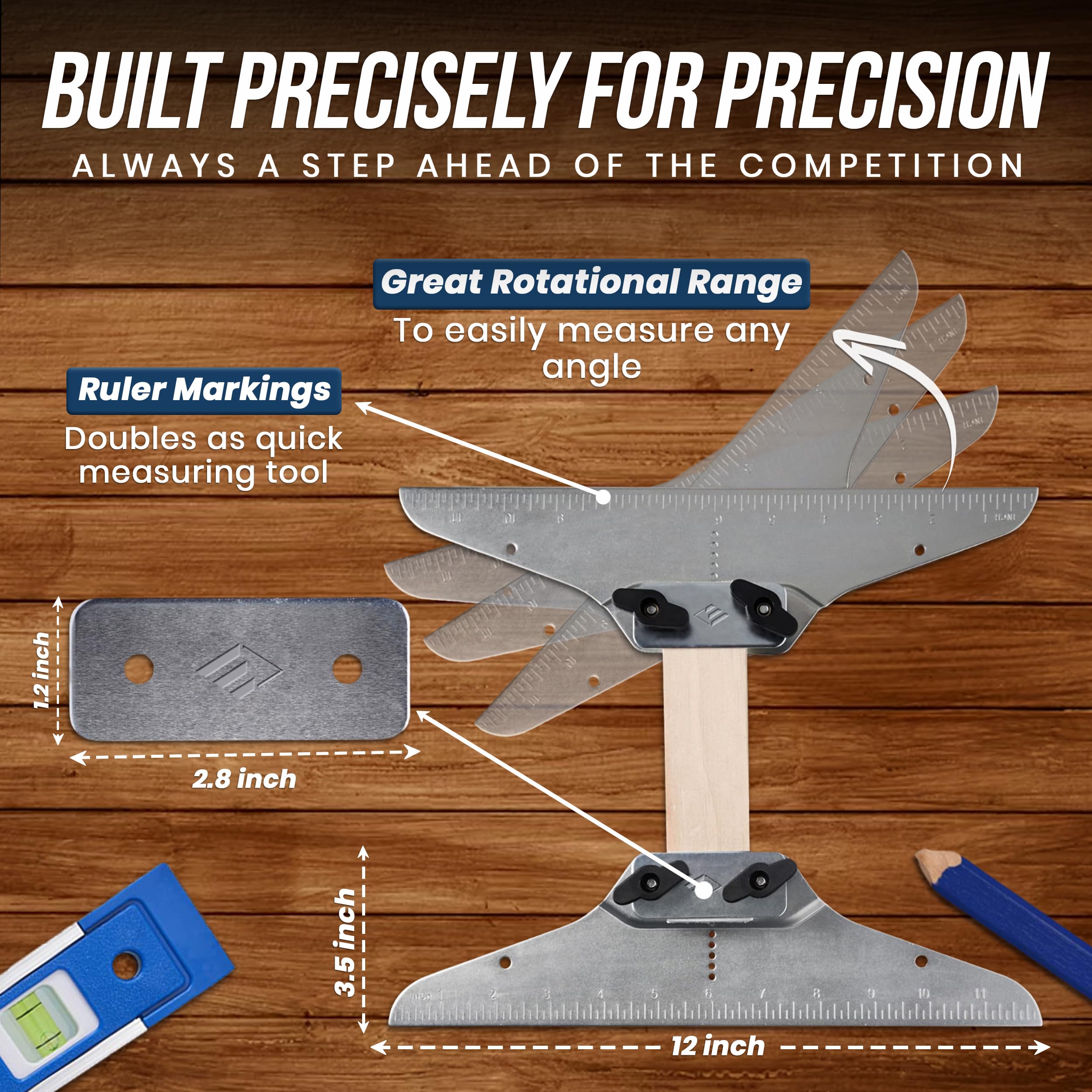 Edge ruler markings on Staircision for quick length checks