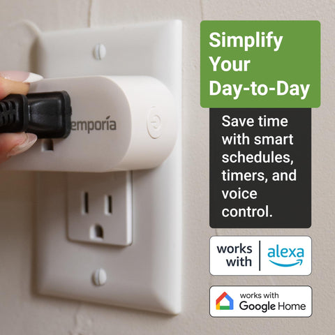 Emporia Smart Plug showing remote control capability for devices from anywhere.