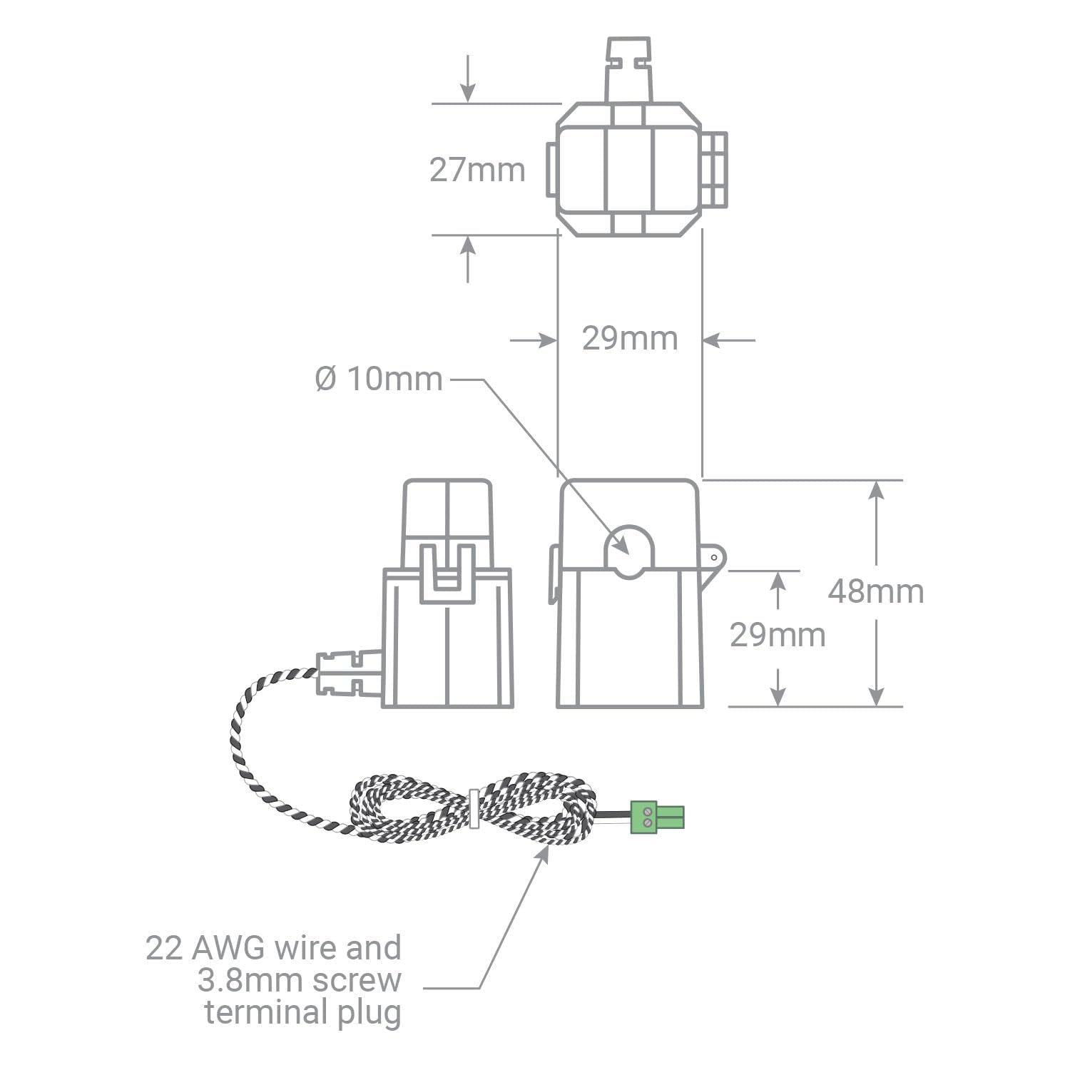 Panel terminals and wiring view demonstrating neat CT wiring options
