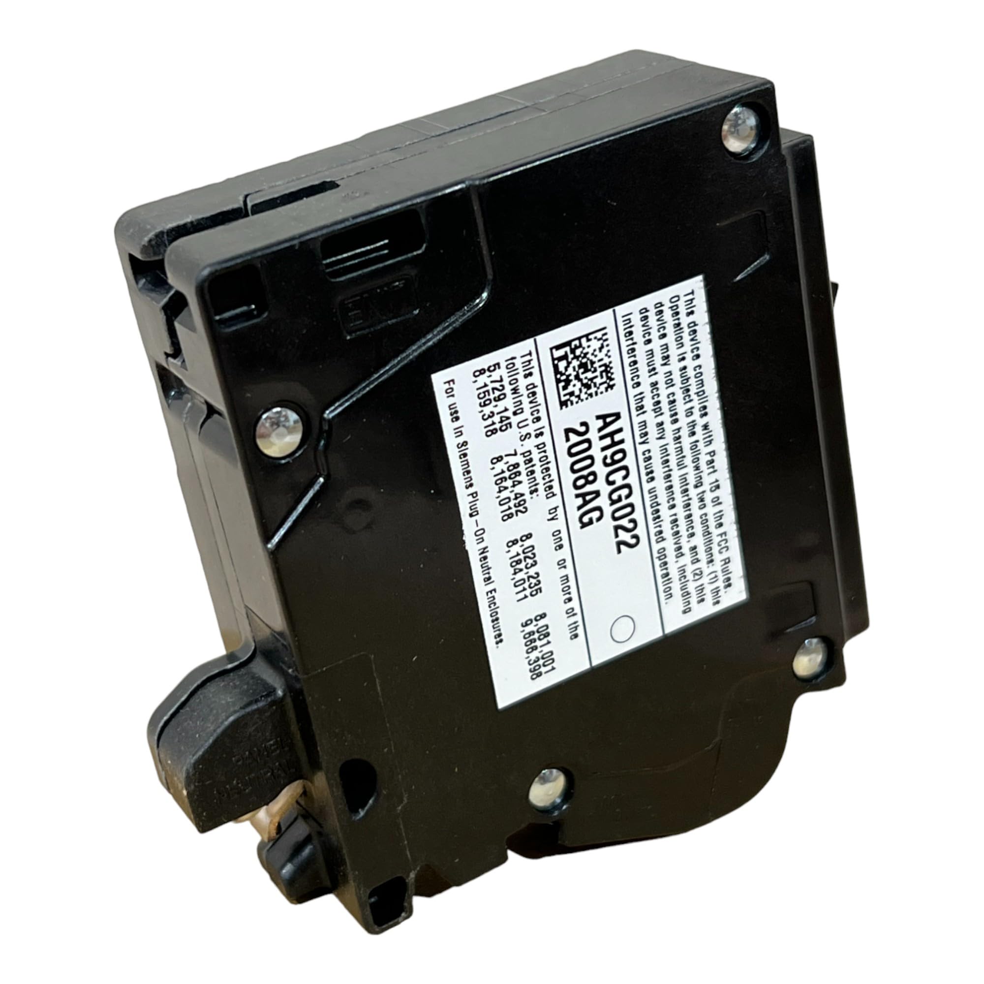 EMSER Siemens Q120DFN 20A dual-function breaker black finish for panel aesthetics