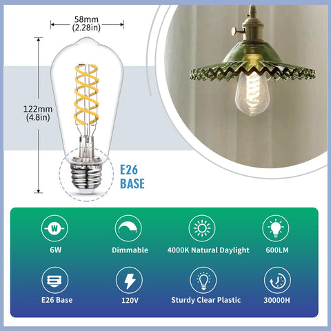 EMYMLITE ST58 double-helix bulb dimmed to set mood in chandeliers