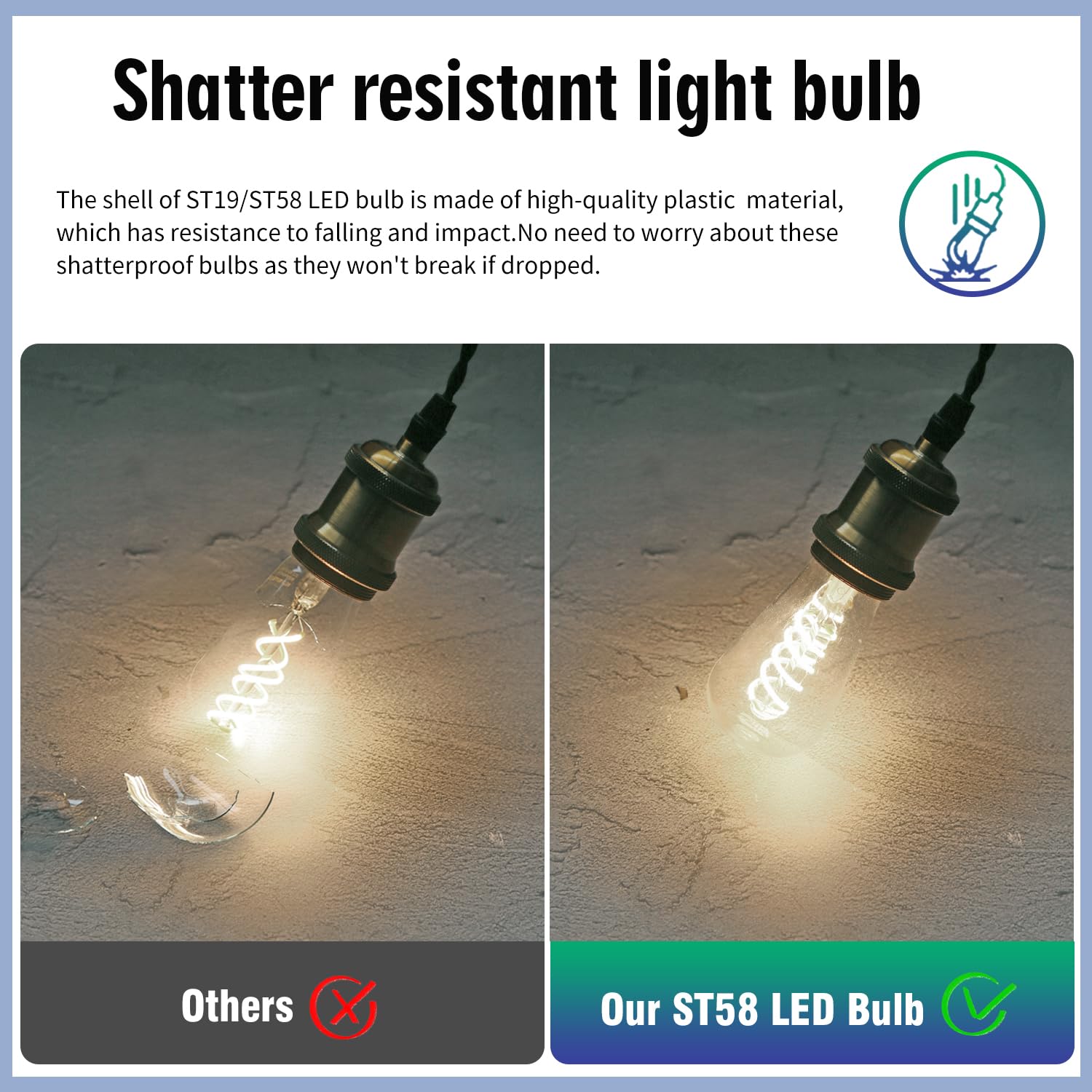 EMYMLITE safe plastic shell LED bulb reduces breakage risk