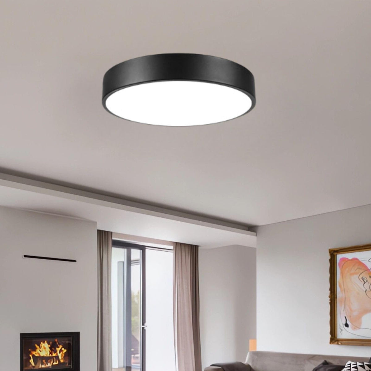 ENATECLITE matte black flush mount ceiling light with even illumination