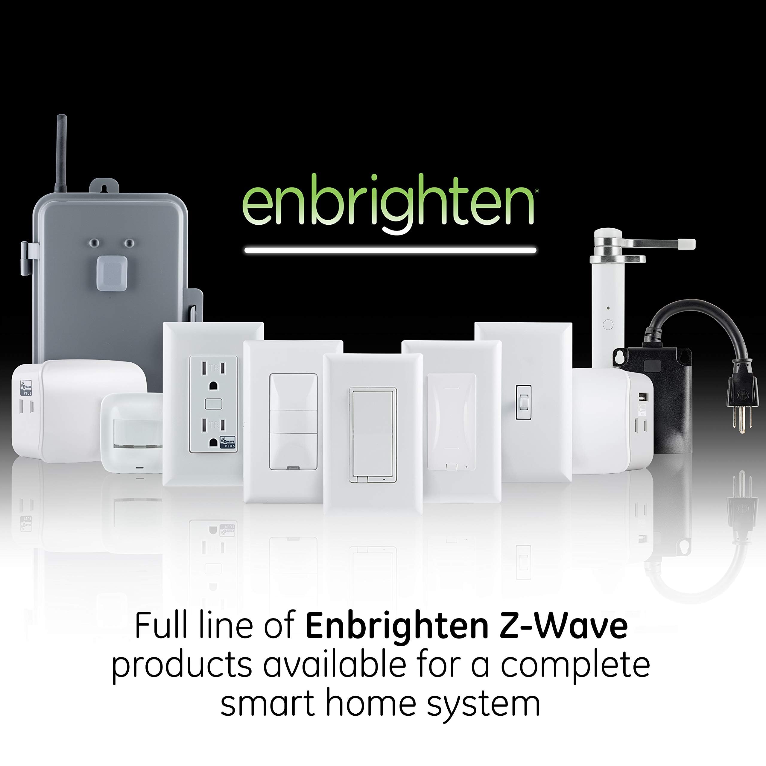 Enbrighten Almond Z-Wave Plus works with LED, CFL, and incandescent bulbs.