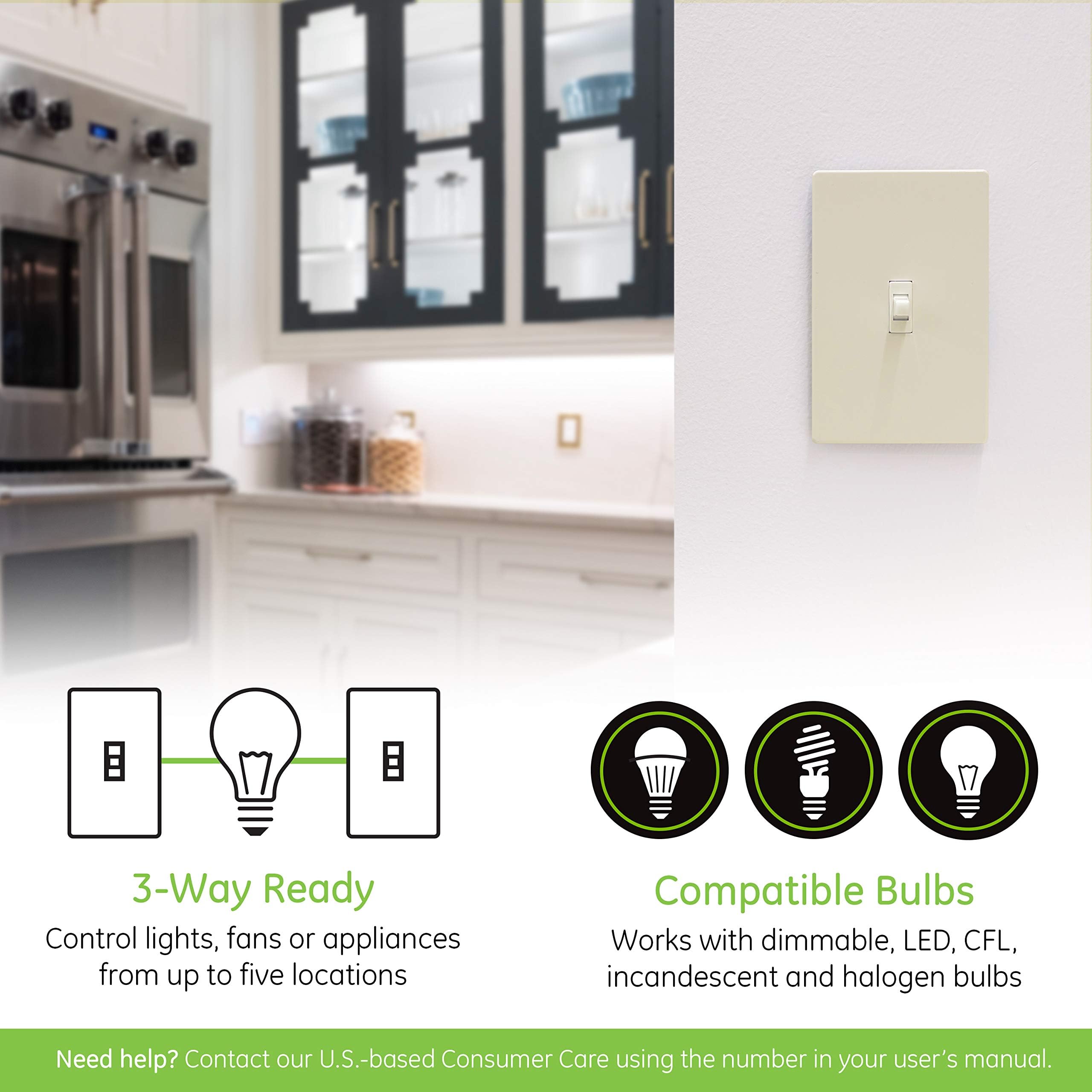 Enbrighten Almond Z-Wave Plus compatible with Alexa and Google Assistant.