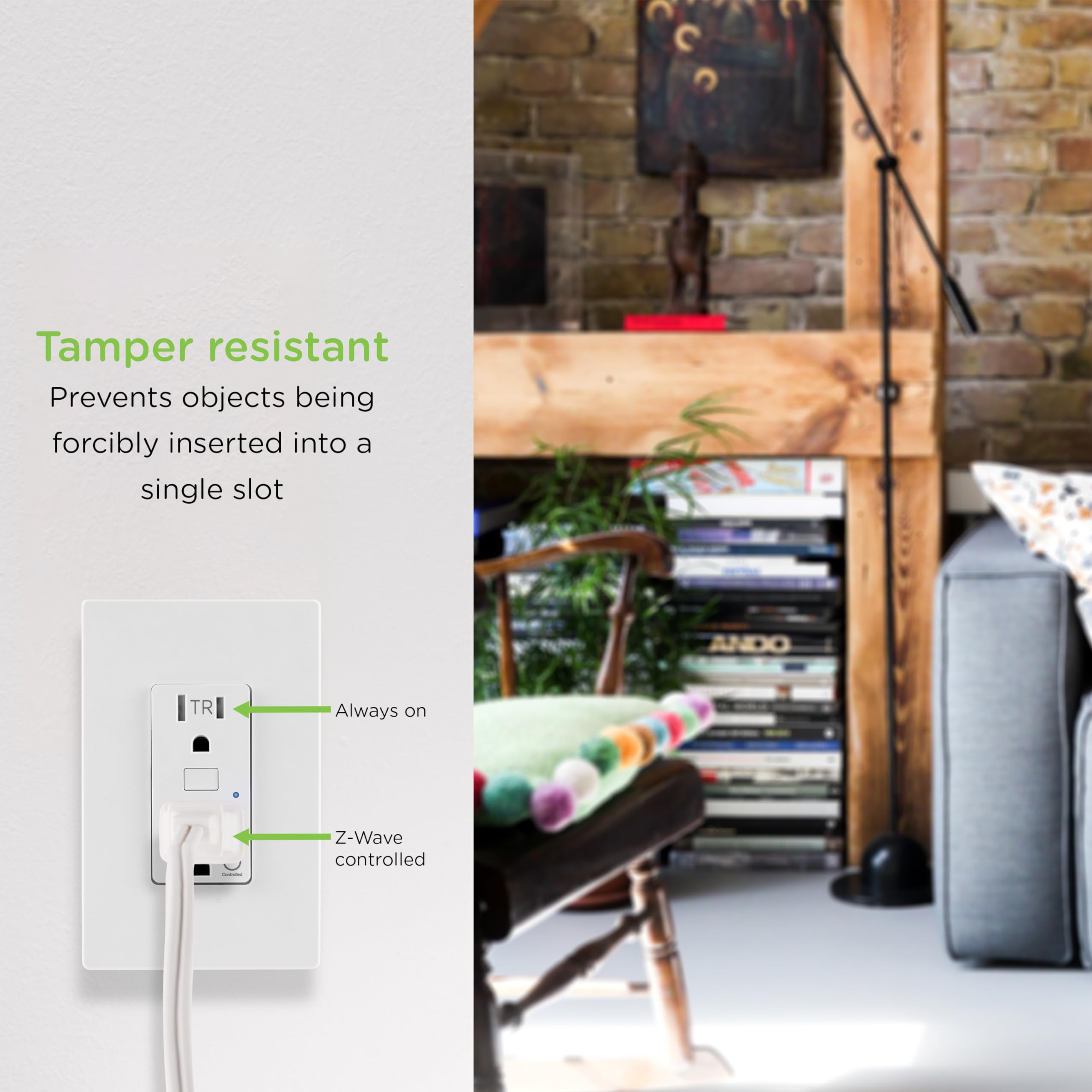 LED status indicator on Enbrighten in-wall outlet
