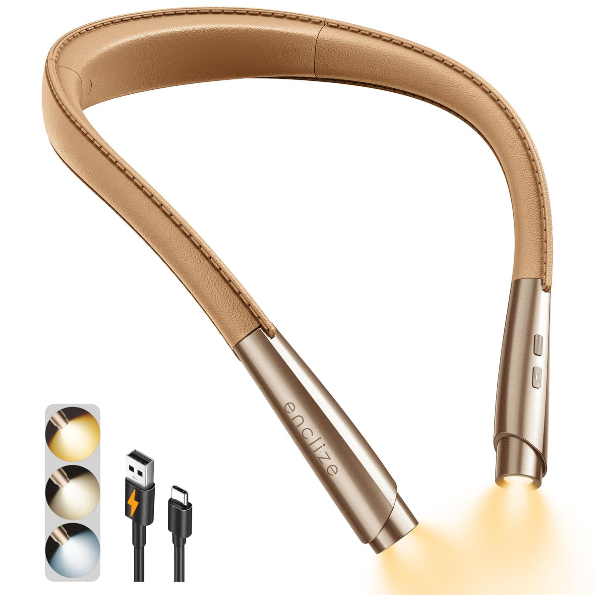 Enclize LED neck reading light with adjustable brightness for night reading