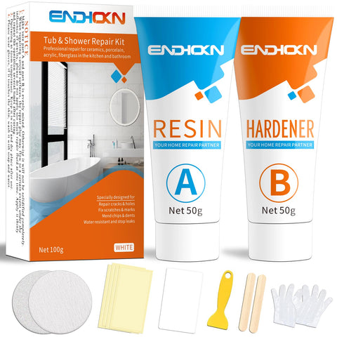 Endhokn Bath Repair Kit White application spatula assists smooth enamel layer.
