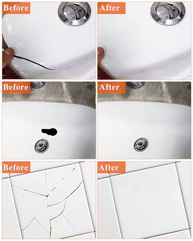 Endhokn Bath Repair Kit White scratches repair highlights renewed enamel on surfaces.