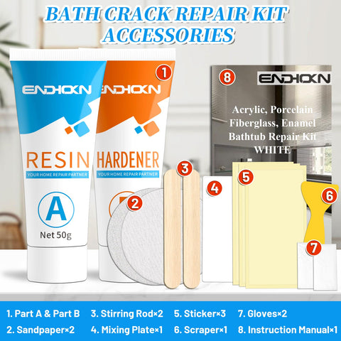 Endhokn Bath Repair Kit White sink holes fix demonstrates porcelain surface restoration.