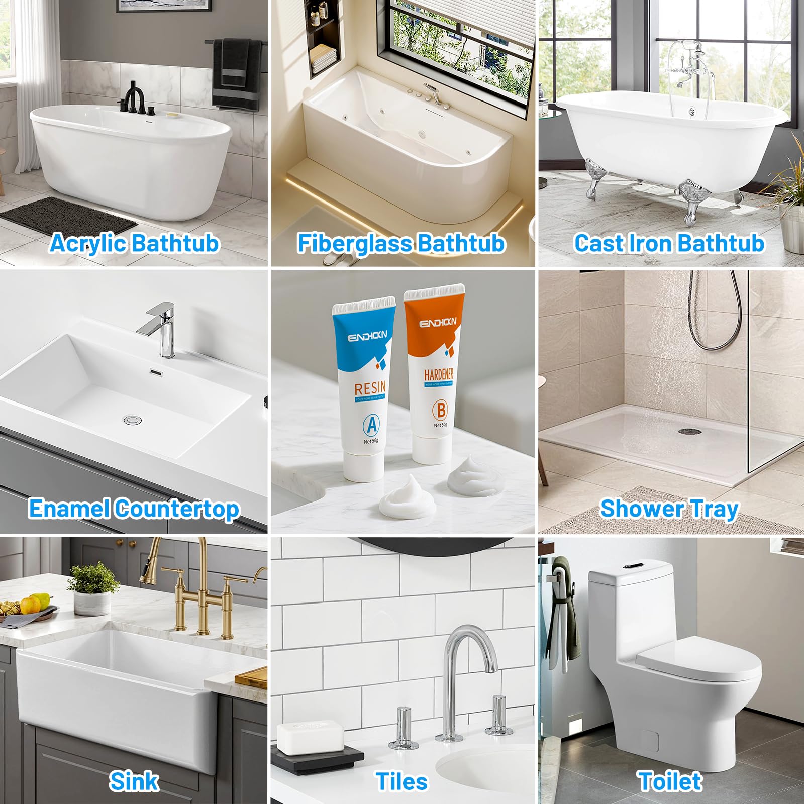 Endhokn Bath Repair Kit White included tools case keeps all accessories organized.