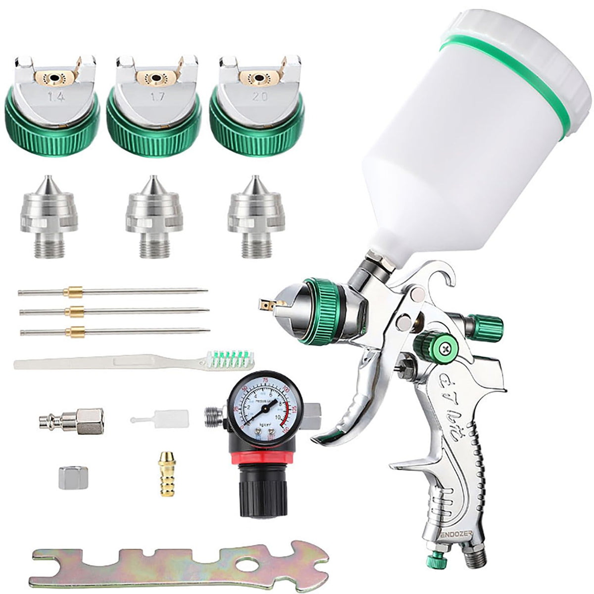 Endozer professional HVLP spray gun with 20oz gravity cup for smooth finishes.