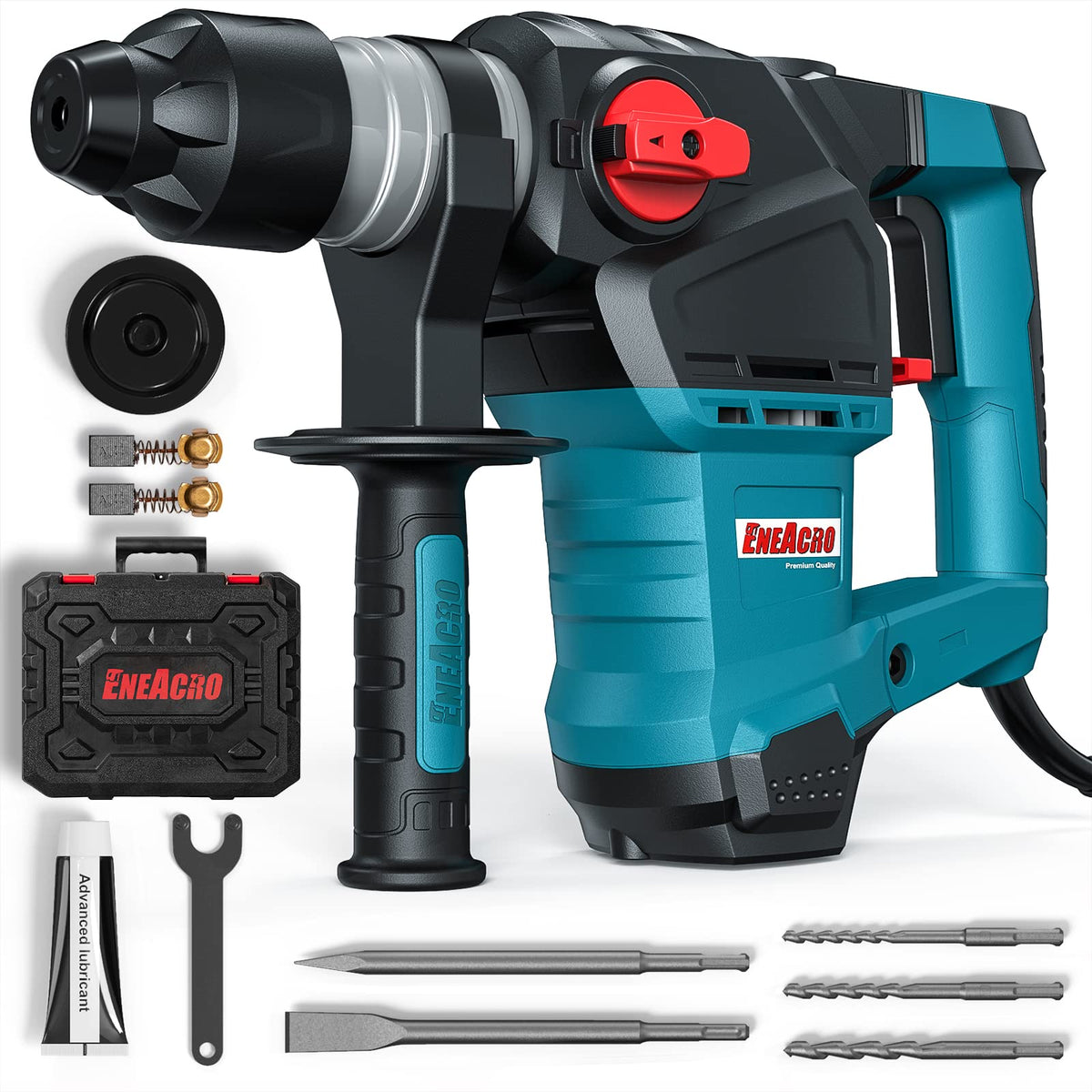 ENEACRO 1-1/4 inch SDS-Plus hammer drill front view for masonry tasks