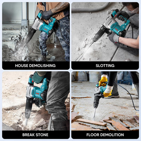 ENEACRO in-use shot demonstrates powerful concrete breaking for renovation projects.